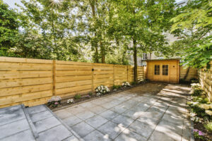 cedar fence with patio