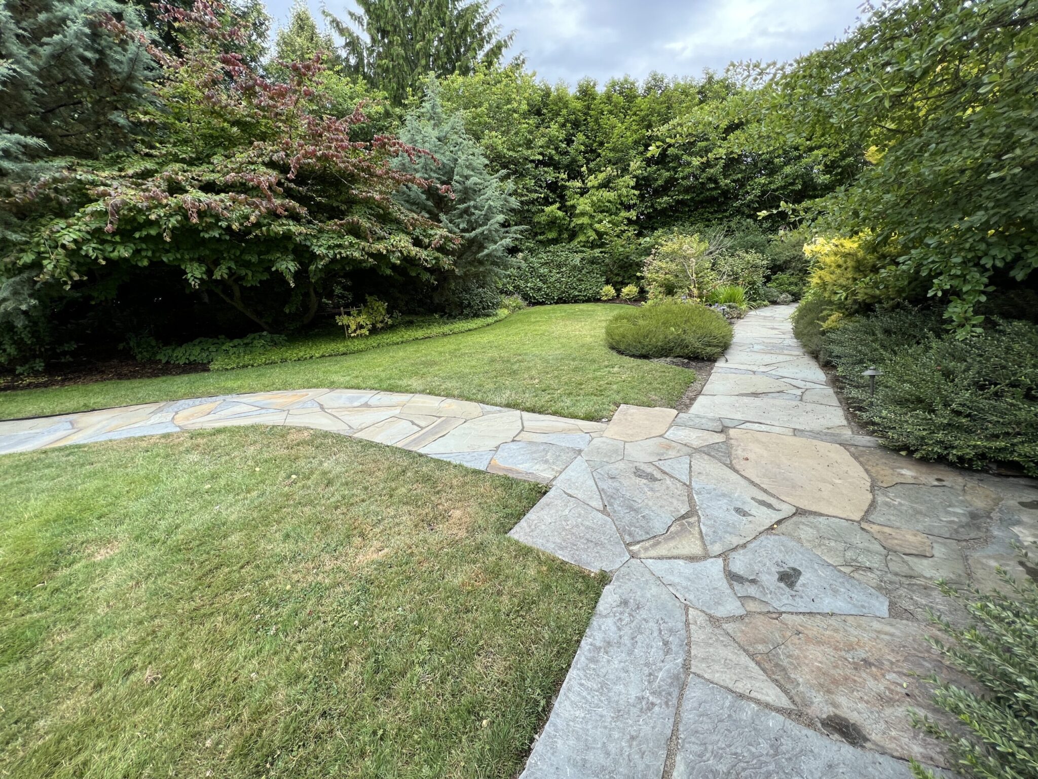 stone walkway in backyard